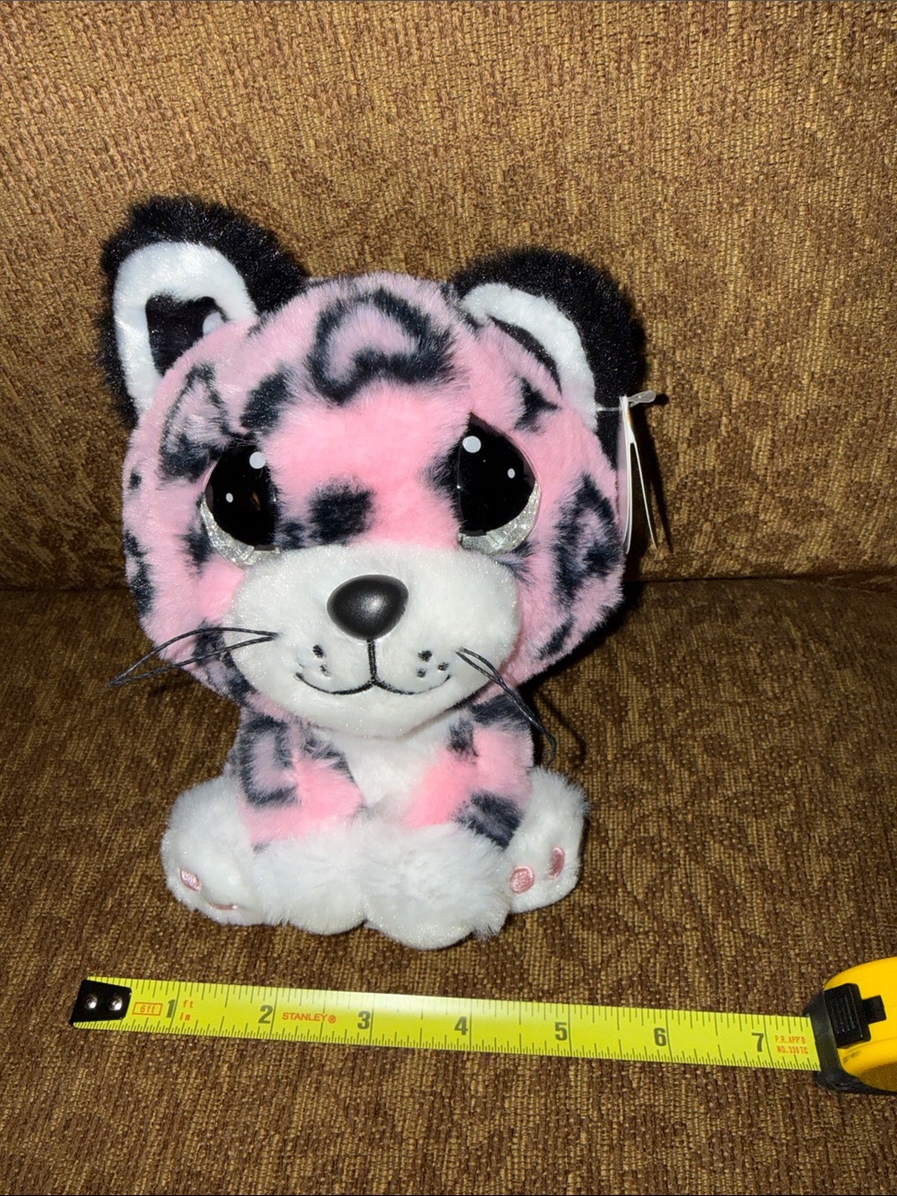 Pink and Black Leopard Plush Small Pet Toy - Soft Cuddly Companion
